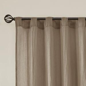 English Elm Solid Crushed Harper Taupe Sheer Window Panel Pair 42x95 - Lightweight Textured Drapes, Rod Pocket/Back Tabs, Modern Elegance B03598156