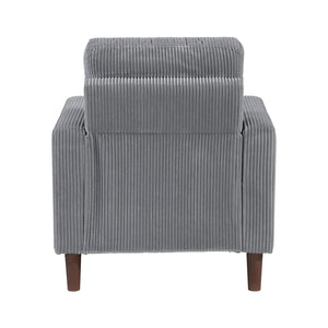 English Elm Modern Track Arm Side Chair with Plush Corduroy Upholstery, Cushioned Seat and Faux Wood Legs for Cozy Living Spaces Gray 31.5 L x 23 W x 25 H B011P362563