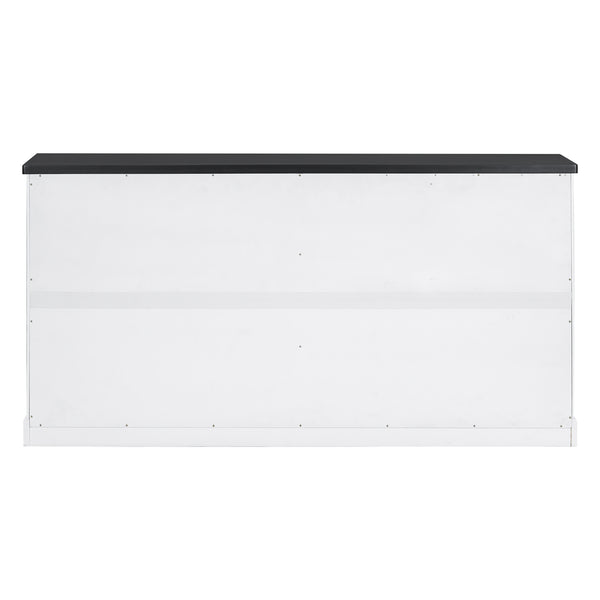 English Elm U_STYLE Pine Wood Sideboard Console Table for Entryway Living Room Dining with 4 Metal Handles, Sturdy Black White N711P239354K