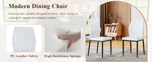 English Elm Black Wood Grain Mdf Dining Set for Six with White Shell Back Pu Leather Chairs W1151S04436