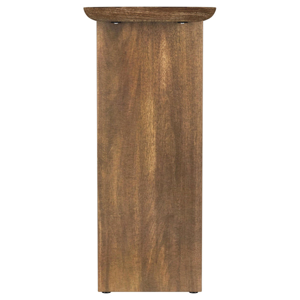 English Elm Alamitos Sculptural Brown Oval Mango Wood Console Table with L‑Legs — Elegant Entryway Statement Piece B062P299786