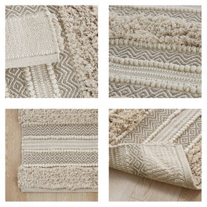 English Elm Woven Textured Stripe Bath Rug 22X58" - Artisan Boho Comfort, Non-Skid Backing, Easy Care Design B035129317-GIGA