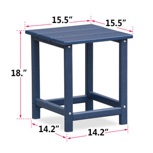 English Elm Folding HDPE Adirondack Chair Set of 2 with Side Table, All-Weather Foldable Patio Chairs, Navy Blue, Ergonomic Comfort for Deck Garden W1889P180256