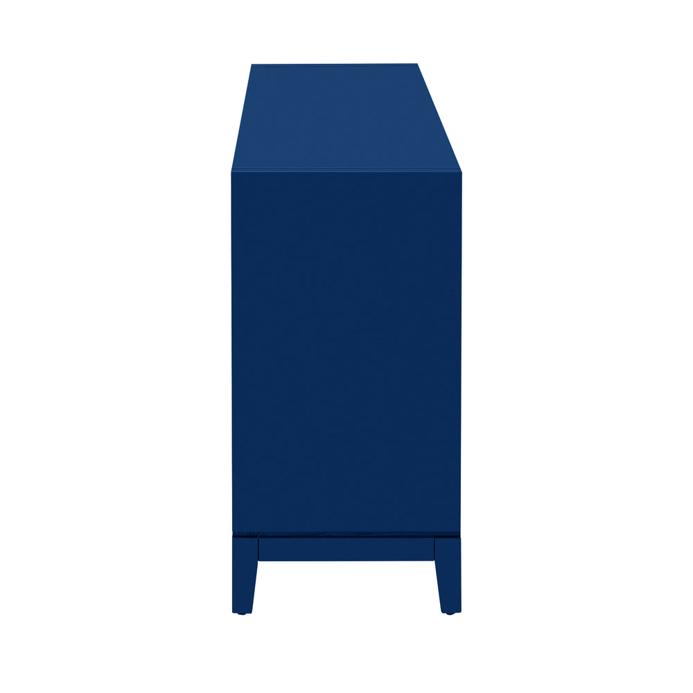 English Elm U_STYLE Sleek Storage Cabinet Sideboard with Vertical Line Design, 63" MDF Buffet for Living Room Entryway Study Navy Blue N711P205933V