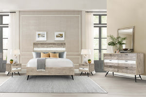 English Elm Beloro Queen Platform Bed in Two Tone Acacia Wood Gray — Durable No-Box-Spring, 8" Storage Clearance, Easy Assembly B2736S00021