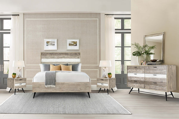 English Elm Beloro Queen Platform Bed in Two Tone Acacia Wood Gray — Durable No-Box-Spring, 8" Storage Clearance, Easy Assembly B2736S00021