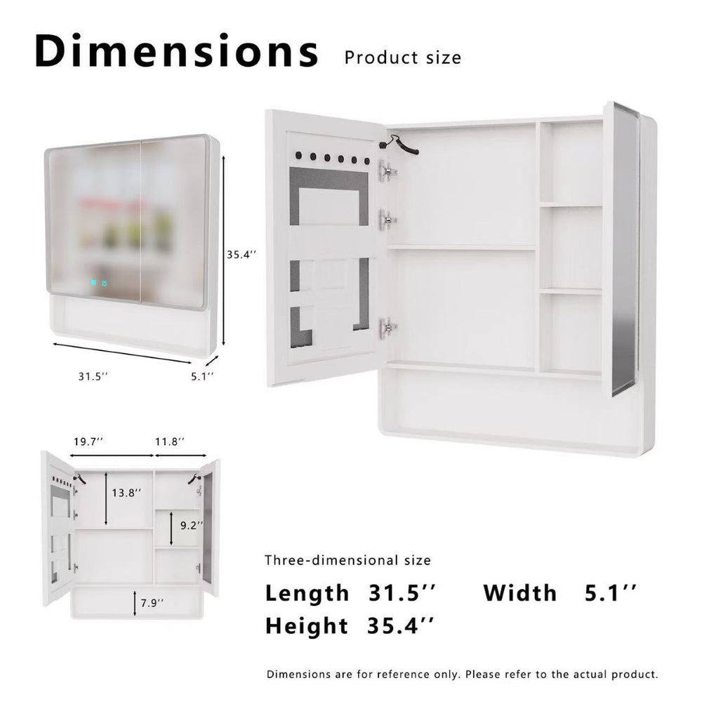 English Elm Led Bathroom Medicine Cabinet with Anti Fog Mirror Aluminum Double Door Wall Mount W3083P451439
