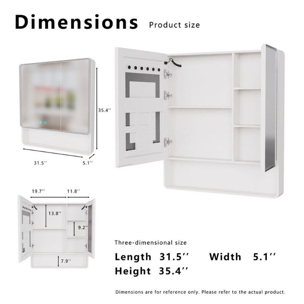 English Elm Led Bathroom Medicine Cabinet with Anti Fog Mirror Aluminum Double Door Wall Mount W3083P451439