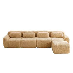 English Elm L-shaped Modular Plush Sectional Sofa with Cloud Foam Cushions for Cozy Living Spaces Light Khaki W714S01572