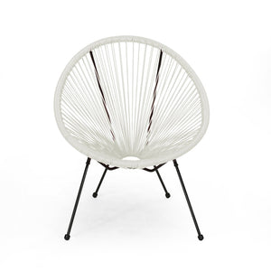 English Elm Anson Outdoor Accent Chairs Set of 2 Woven Rattan Basket Seat Patio Lounge Pair White N773P404950W