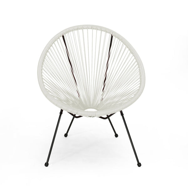 English Elm Anson Outdoor Accent Chairs Set of 2 Woven Rattan Basket Seat Patio Lounge Pair White N773P404950W