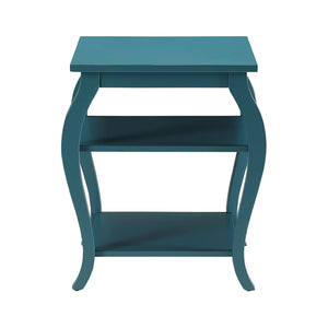 English Elm Square Modern Reversible End Table with Two Open Shelves for Flexible Storage and Stylish Living Room Teal B016P310260