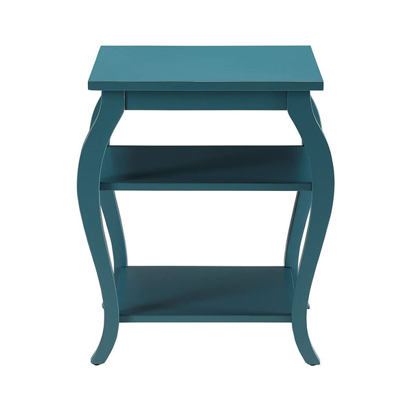 English Elm Square Modern Reversible End Table with Two Open Shelves for Flexible Storage and Stylish Living Room Teal B016P310260