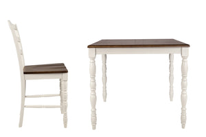 English Elm 5 5-Piece Counter Height Dining Set with Oak Top and White Legs, Ladder Back Chairs, Rustic Charm B089P389541