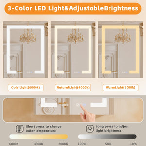 English Elm Bathroom Aluminum Medicine Cabinet with Led Dimmer Anti-fog Clock and Usb Charging Ports W5609P461277