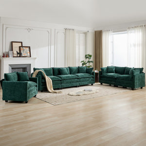 English Elm Cloud Sofa 4 Seats - Modular Sectional Couch In Green For Modern Living Rooms, Bedrooms & Comfort W1143S00021