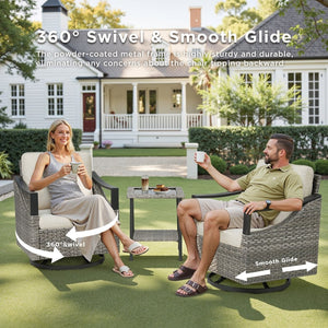 English Elm Outdoor Pe Wicker Lounge Chair Set of 2 with Deep Cushioned Seats for Patio Decks Beige T3773P416059
