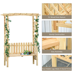 English Elm Outsunny Wooden Garden Arbor with Bench and Trellis for Climbing Vines, 2-Person Outdoor Seating Natural W2225P217549