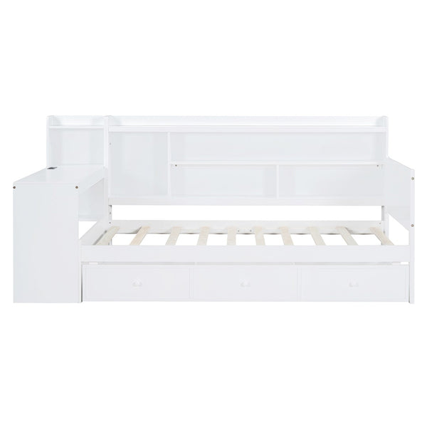 English Elm Twin Size Daybed With Integrated Desk, Usb Ports & 3 Large Drawers For Smart Storage & Style N820S00017K-GIGA