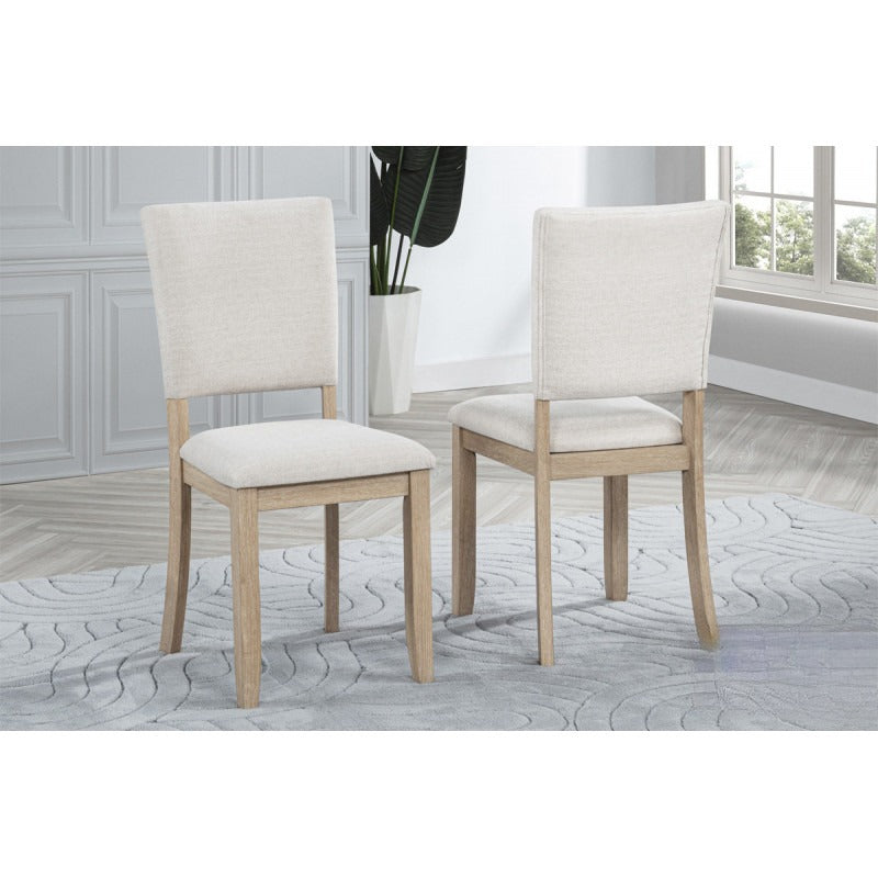English Elm Light Oak Wood Dining Chairs Set of 2 with Beige Upholstered Soft Cushions, Coastal-Modern Comfort Design B011P373679