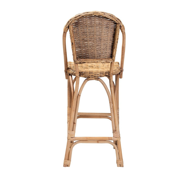 English Elm Modern Woven Rattan Barstool with Openwork Back for Kitchen Island or Home Bar B2750P470067