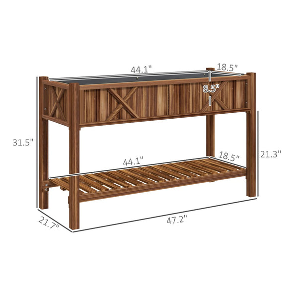 English Elm Outdoor Raised Planter Box with Drainage Reservoir for Herbs Vegetables Balcony T3971P422332