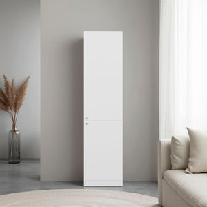 English Elm Sunflower Tall White Bookcase with Open Shelves and Enclosed Cabinet for Home Office B092P474492