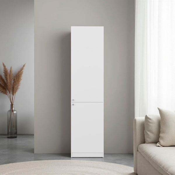 English Elm Sunflower Tall White Bookcase with Open Shelves and Enclosed Cabinet for Home Office B092P474492