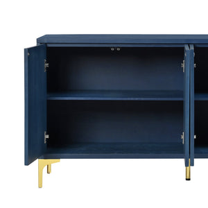 English Elm Modern 4-door Sideboard with Carved Surface, Adjustable Shelves, Spacious Storage for Entryway & Living Room W2696P280000