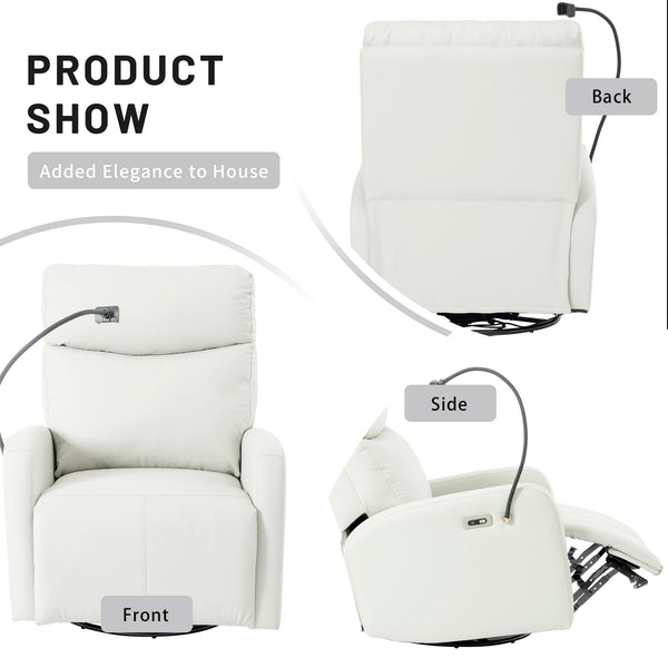 English Elm 270° Power Swivel Rocker Recliner Chair - Electric Glider With Usb Ports For Ultimate Comfort & Style W1028S00028