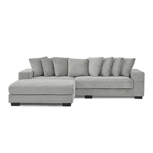 English Elm Corduroy Stylish Modular Sleeper Sectional Sofa – Gray Tufted Design With Versatile Footrests & Easy Assembly W487S00341