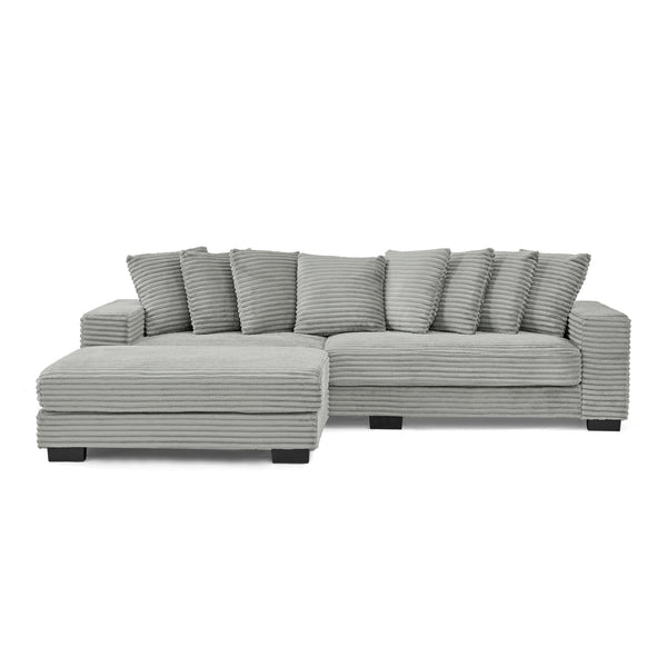 English Elm Corduroy Stylish Modular Sleeper Sectional Sofa – Gray Tufted Design With Versatile Footrests & Easy Assembly W487S00341