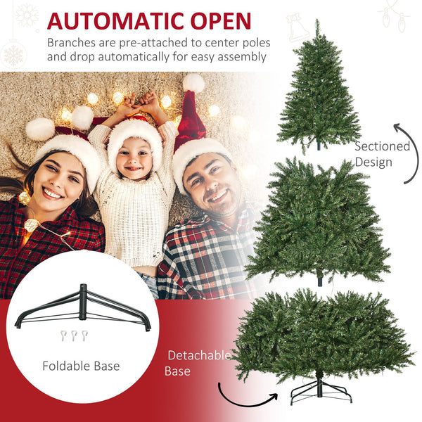 English Elm Homcom 7Ft Pre-Lit Douglas Fir Christmas Tree With 700 Warm White Leds, Realistic Look & Easy Setup W2225P249644