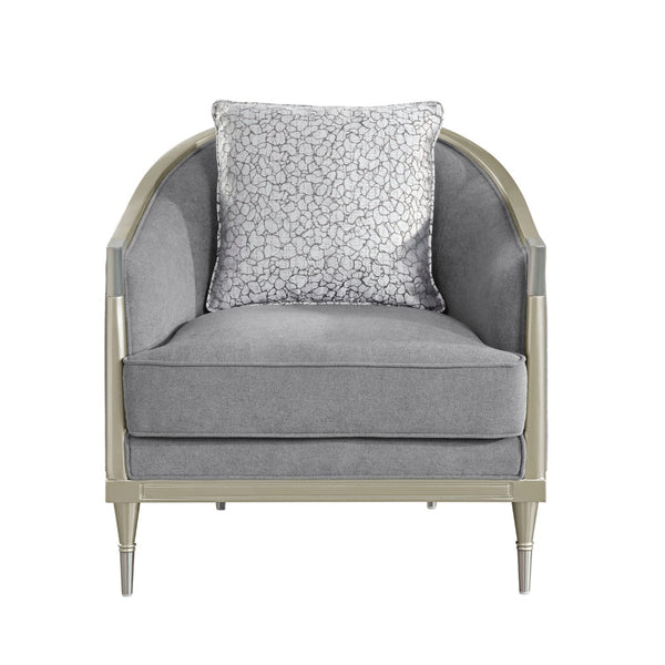 English Elm Fernando Chenille Accent Chair with Pocket Coil Cushion and Champagne Metal Detail B2726P433397