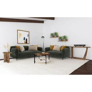 English Elm Repley Chenille Sofa and Loveseat Set with Sculptural Arms for Modern Living Rooms B062S01816