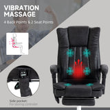 English Elm Vinsetto Microfiber Office Chair, High Back Computer Chair With 6 Point Massage, Heat, Adjustable Height and Retractable Footrest, Black