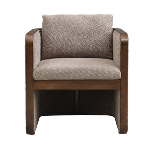 English Elm 25.25" Boucle Upholstered Accent Dining Chairs Mid-century Rubberwood Frame Set of 2 Taupe,Walnut N771P392217S