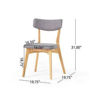 English Elm Caleb Mid-century Upholstered Dining Chair Set of Four with Tapered Oak Legs Dark Grey,Natural N768P282333O