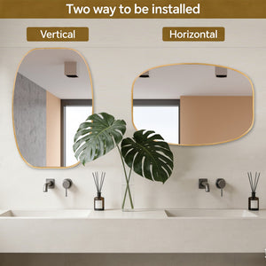 English Elm 24x36 Matte Metal Framed Oval Wall Mirror with Hd Glass for Bath or Entryway Gold W2203P474695