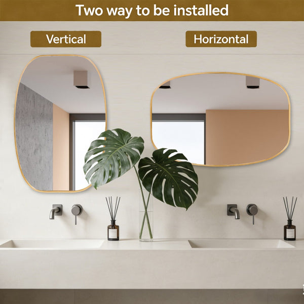 English Elm 24x36 Matte Metal Framed Oval Wall Mirror with Hd Glass for Bath or Entryway Gold W2203P474695