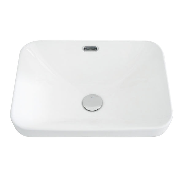 English Elm BB12-18-101, Integrated White Ceramic Basin Glossy Drop-In Sink Easy-Clean Rounded Edges Stylish Durability W1865P279822