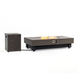 English Elm 60-INCH Modern Fire Pit Table with Stainless Steel Burner, Rain Cover, Propane Heater for Patio Gatherings Black,Walnut W3131P333699