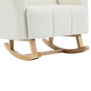 English Elm Christopher Knight Home® - Accent Rocking Chair In Cream White Teddy Velvet - Luxurious Comfort, Ergonomic Support & Style! N765P263906W