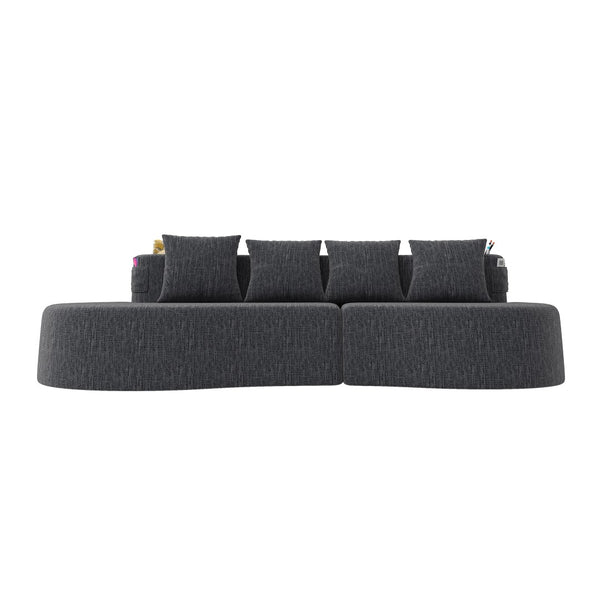 English Elm Modern Half Moon Chenille Sectional Three Seat Curved Sofa for Living Room or Apartment Dark Gray W395P435346