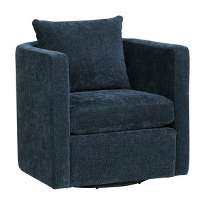 English Elm Sutton Ultra-Soft Navy Swivel Barrel Chair with Pocket Coil Seat, Reversible Cushions & Stain-Resistant Fabric B050P322584