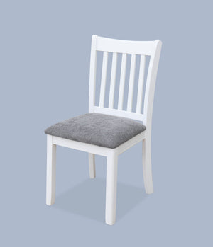 English Elm AGODY White Dining Chairs Set of 2 with Grey Cushions, Solid Wood Back, Comfortable High-Back Seats W2170P208375