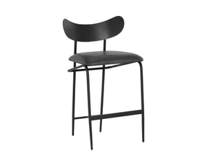 Sunpan Gibbons Mid-Century Modern Barstool - Handcrafted Leather Design with Unique Artisan Charm Black / Bravo Portabella