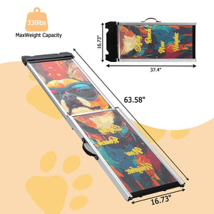 English Elm Retractable Aluminum Pet Ramp with Non-slip Grip for Suvs Trucks and Large Dogs W2181P363539
