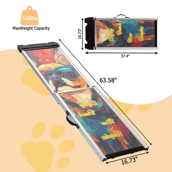 English Elm Retractable Aluminum Pet Ramp with Non-slip Grip for Suvs Trucks and Large Dogs W2181P363539