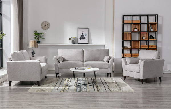 English Elm Damiano Three Piece Woven Fabric Living Room Set with Sofa Loveseat and Accent Chair B2749S00148